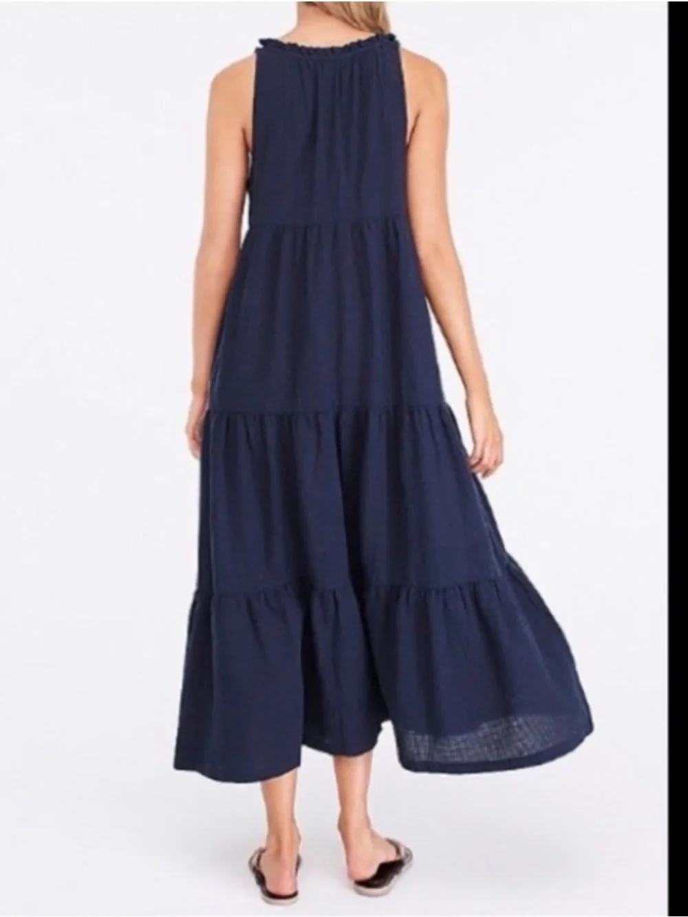 J. Crew Tiered Maxi Beach Dress in Crinkle Gauze Medium